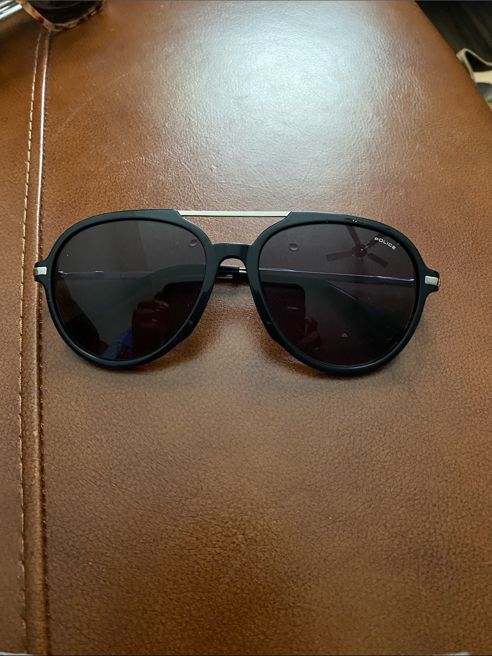 Police Black Frame Sunglasses with Gray Lenses Aviator NWOT